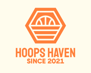 Hoops - Orange Hexagon Basketball logo design