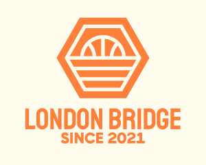 Orange Hexagon Basketball logo design