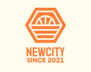 Orange Hexagon Basketball logo design