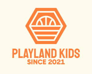 Orange Hexagon Basketball logo design