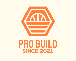 Orange Hexagon Basketball logo design