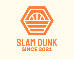 Basketball - Orange Hexagon Basketball logo design