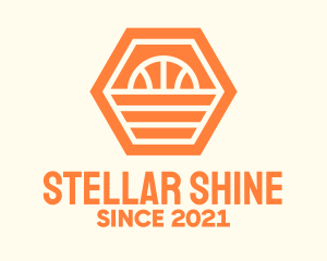 Orange Hexagon Basketball logo design