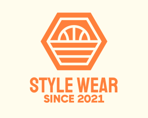 Orange Hexagon Basketball logo design