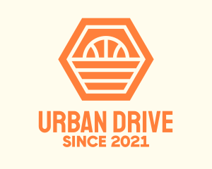 Orange Hexagon Basketball logo design