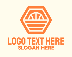 Orange Hexagon Basketball Logo