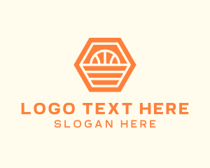 Polygonal - Orange Hexagon Basketball logo design