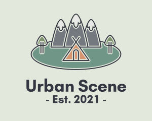 Scene - Snowy Mountain Tent logo design