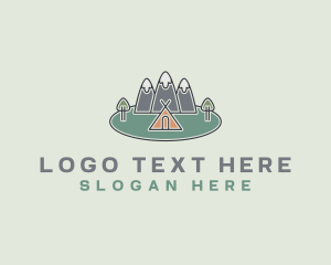 Mountain Climbing - Snowy Mountain Tent logo design