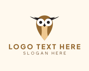 Location - Pin Location Owl logo design