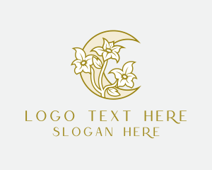 Decorative - Flower Crescent Moon logo design