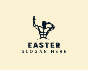 Crossfit - Strong Muscular Man logo design