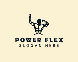 Muscular - Strong Muscular Man logo design