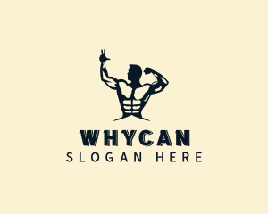 Workout - Strong Muscular Man logo design
