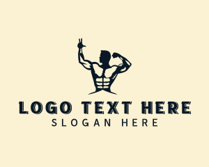 Muscular - Strong Muscular Man logo design