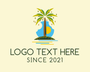 Aqua - Tropical Beach Tree logo design