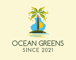 Tropical Beach Tree  logo design