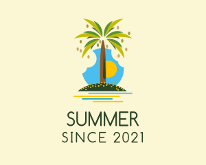 Tropical Beach Tree  logo design