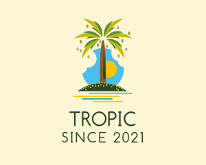 Tropical Beach Tree  logo design