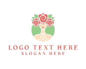 Healthy Living - Rose Woman Meditation logo design