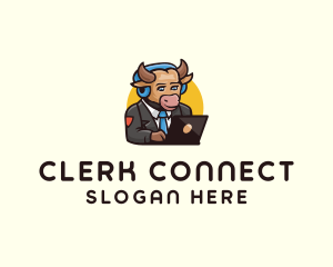 Clerk - Bull Laptop Employee logo design