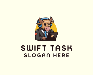 Task - Bull Laptop Employee logo design