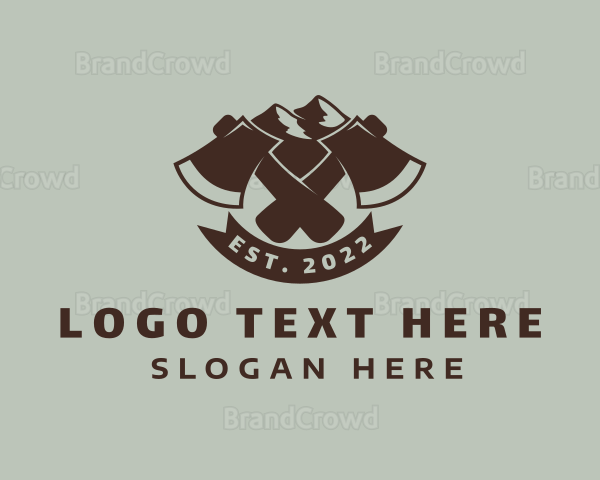 Mountain Axe Lumberjack Logo