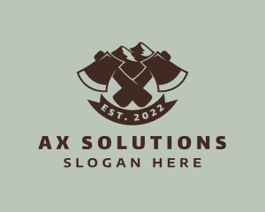 Ax - Mountain Axe Lumberjack logo design