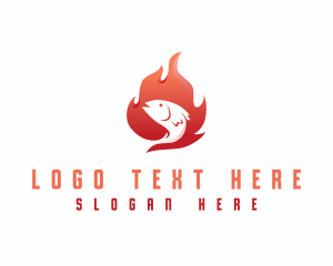 Grill - Flaming Fish BBQ logo design