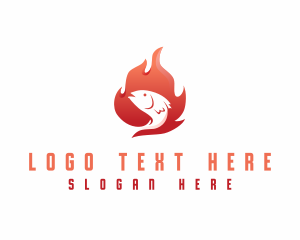 Cooking - Flaming Fish BBQ logo design