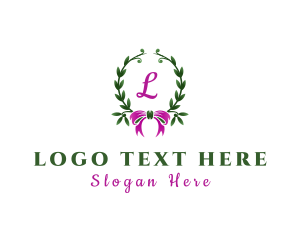 Letter - Ribbon Wreath Event Planner logo design