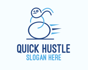 Blue Fast Snowman logo design