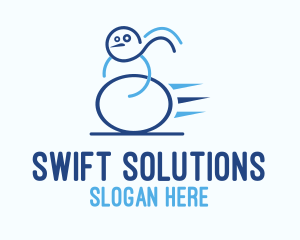 Quick - Blue Fast Snowman logo design
