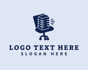 Announcer - Office Chair Podcast Mic logo design