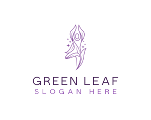 Leaf Meditating Yoga logo design