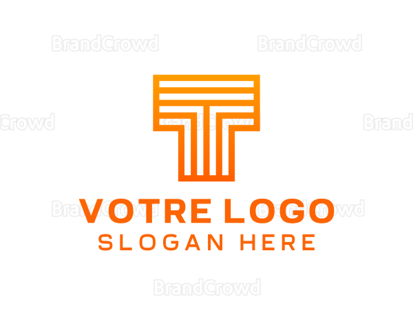 Orange Line Letter T Logo