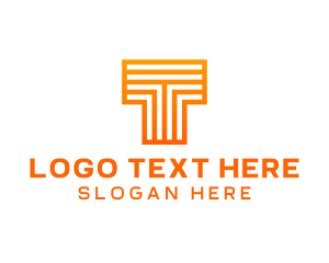 Initial - Orange Line Letter T logo design