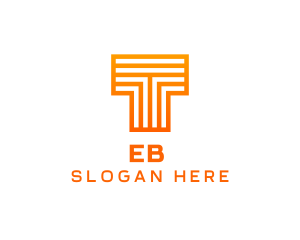 Cyber - Orange Line Letter T logo design