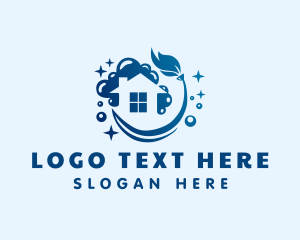 Toilet Brush - Clean House Mop Bubbles logo design