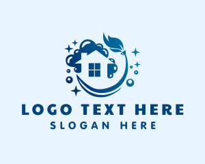 Mop - Clean House Mop Bubbles logo design