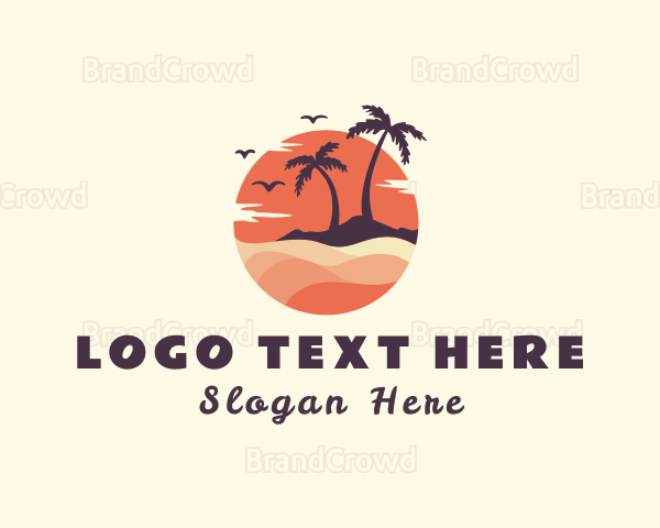Palm Tree Beach Vacation Logo