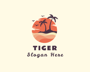 Palm Tree Beach Vacation Logo