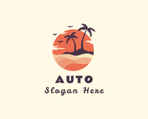 Palm Tree Beach Vacation Logo