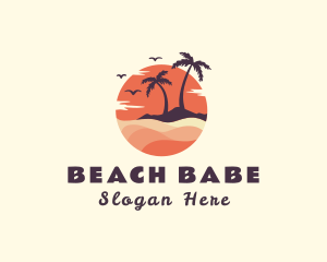 Palm Tree Beach Vacation logo design