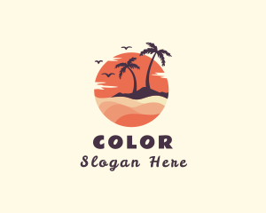 Tropical - Palm Tree Beach Vacation logo design