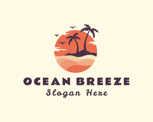 Seashore - Palm Tree Beach Vacation logo design