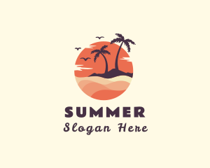 Palm Tree Beach Vacation logo design