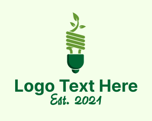 Power Plant - Eco Leaf Bulb logo design