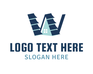 Blue - House Roof Letter W logo design