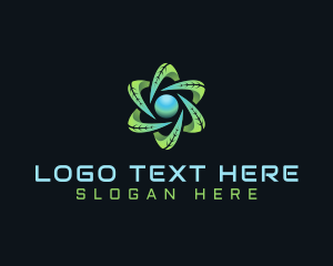 Biotech - Organic Leaf Atom logo design